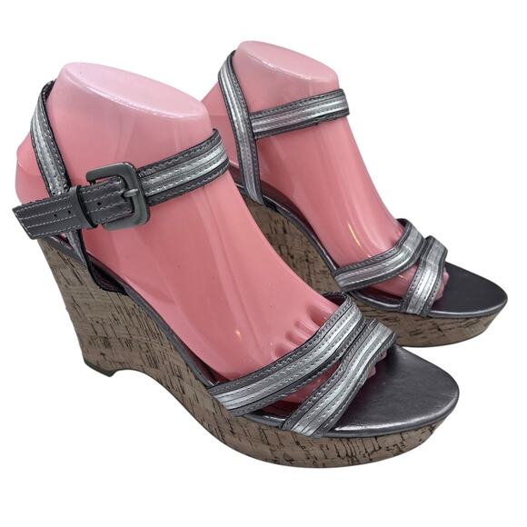 Franco Sarto Cork 4” Platform Wedge Espadrille Sandals 8.5 Ankle Strap “Florina” - Picture 1 of 4